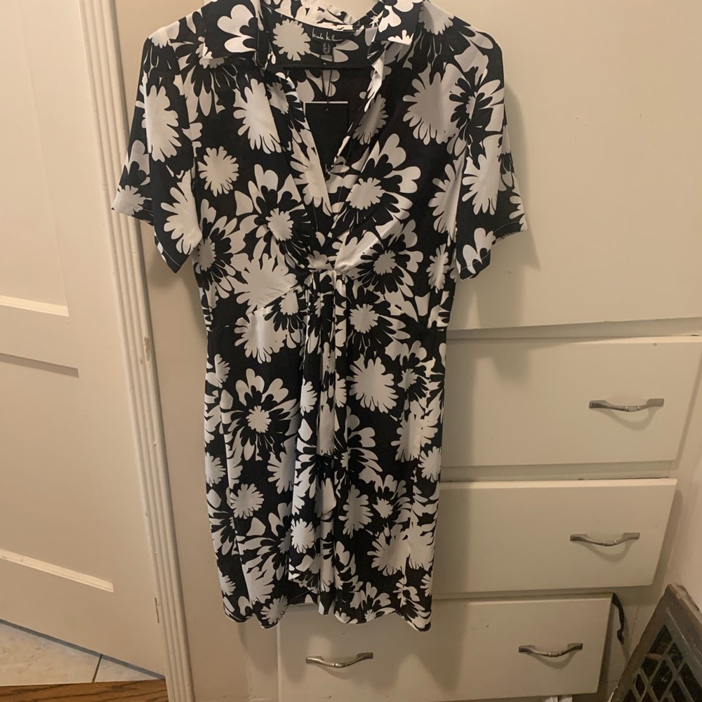 Nicole Miller Floral Black and White Dress